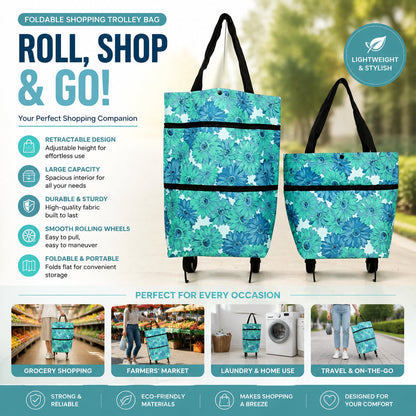 🛒2-in-1 Foldable Shopping Cart with Wheels