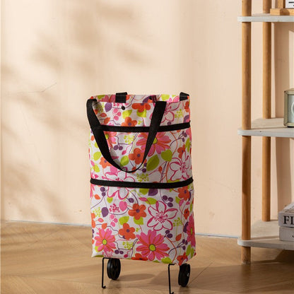 🛒2-in-1 Foldable Shopping Cart with Wheels