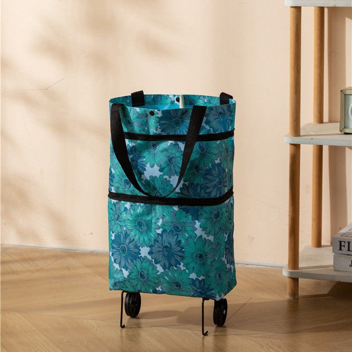 🛒2-in-1 Foldable Shopping Cart with Wheels