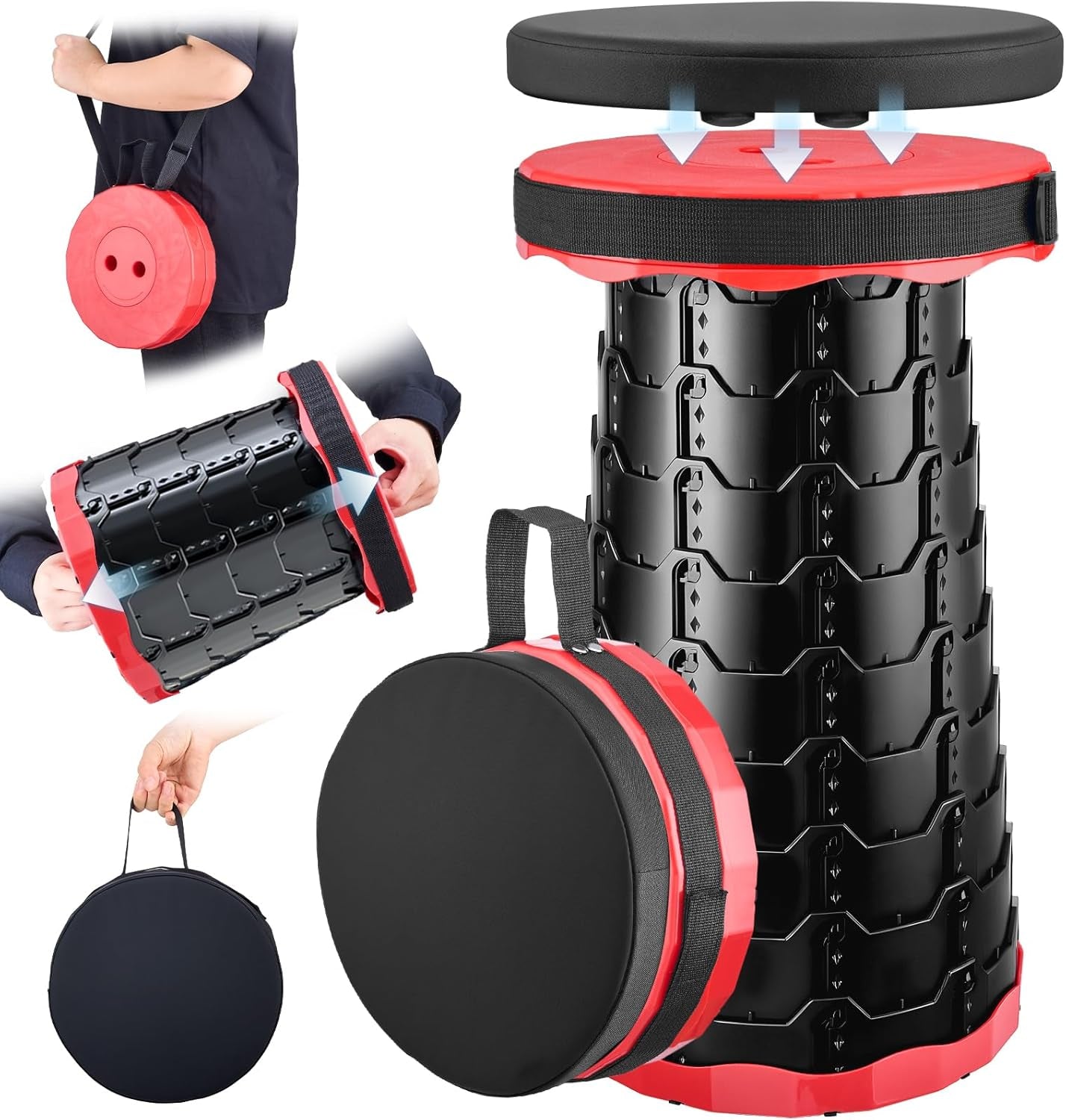 Upgraded Collapsible Stool with Cushion, Camping Stools for Outdoor Camping Travel Hiking Fishing
