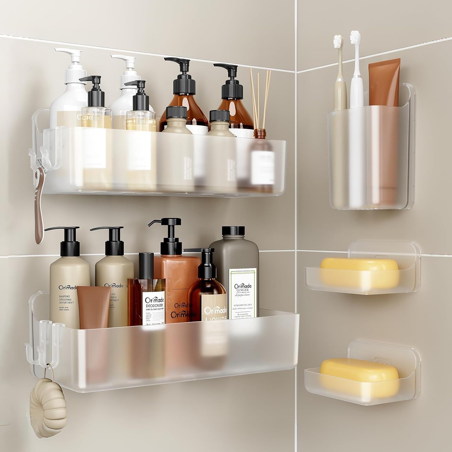No-Drill Shower Caddy Organizer Set
