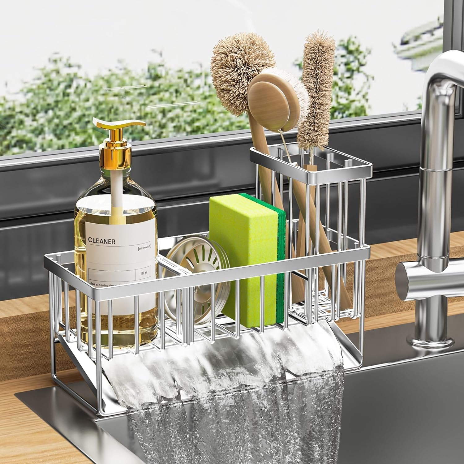 304 Stainless Steel Kitchen Sink Caddy Organizer