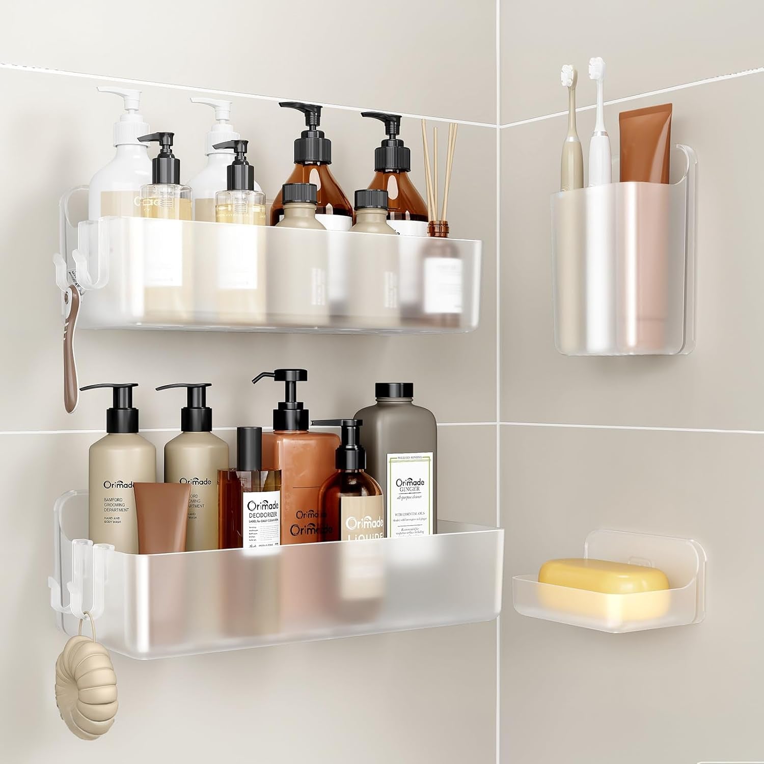No-Drill Shower Caddy Organizer Set