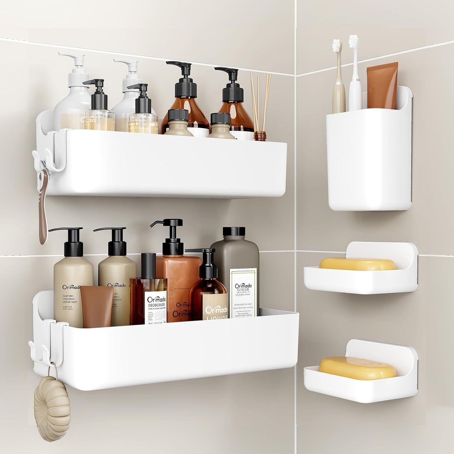 No-Drill Shower Caddy Organizer Set