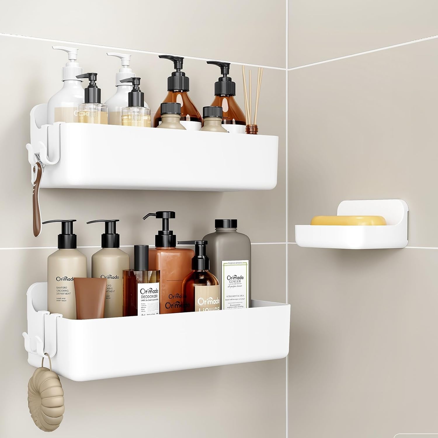No-Drill Shower Caddy Organizer Set