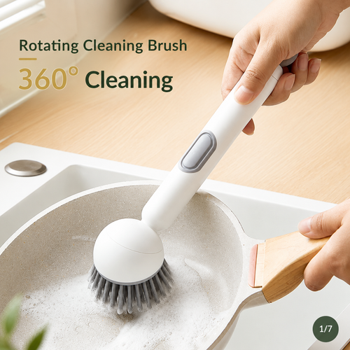 Press-to-Soap 360° Clean Brush 🧼✨No-mess clean brush with built-in soap dispenser, adjustable angles