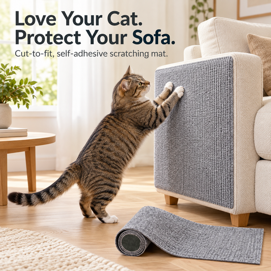 ⌛Limited-Time 50% Off🔥Self-Adhesive Cat Scratching Mat – Cut-to-Fit Furniture Protector