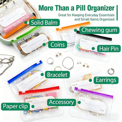 Travel Pill Organizer Set ✈️💊 | 7-Bag & 14-Bag Options for Pills, Vitamins & Supplements