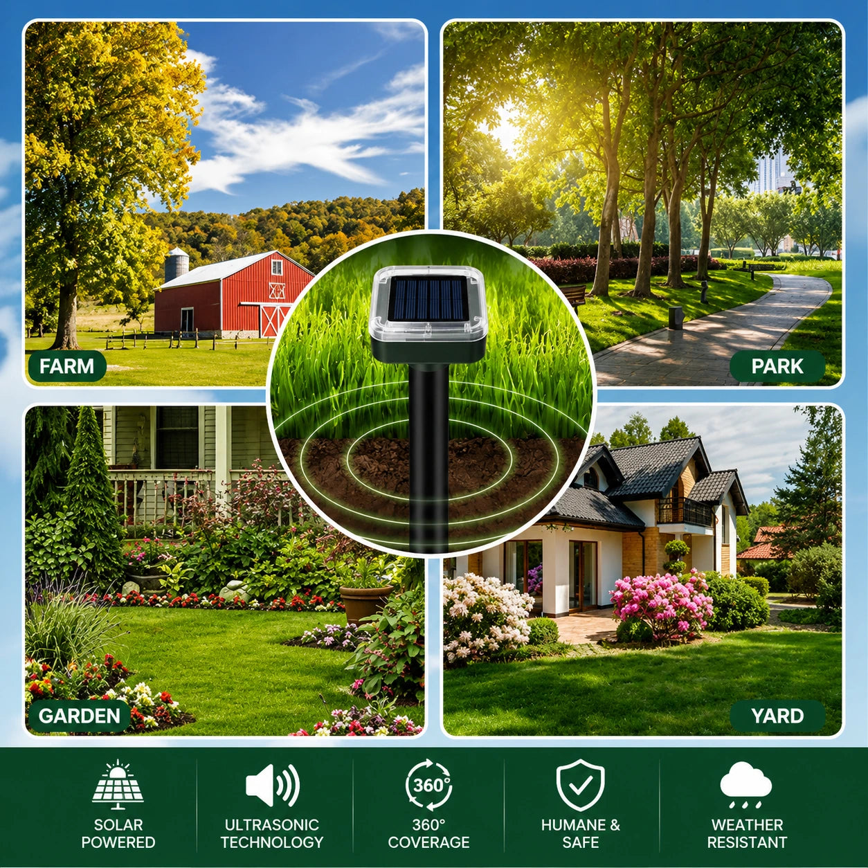 ☘️Solar Powered Waterproof Screw Mole Repellent