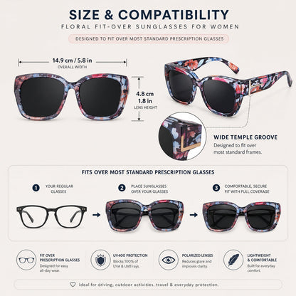 🕶️ Fit-Over Polarized Sunglasses for Women – Wear Over Prescription Glasses