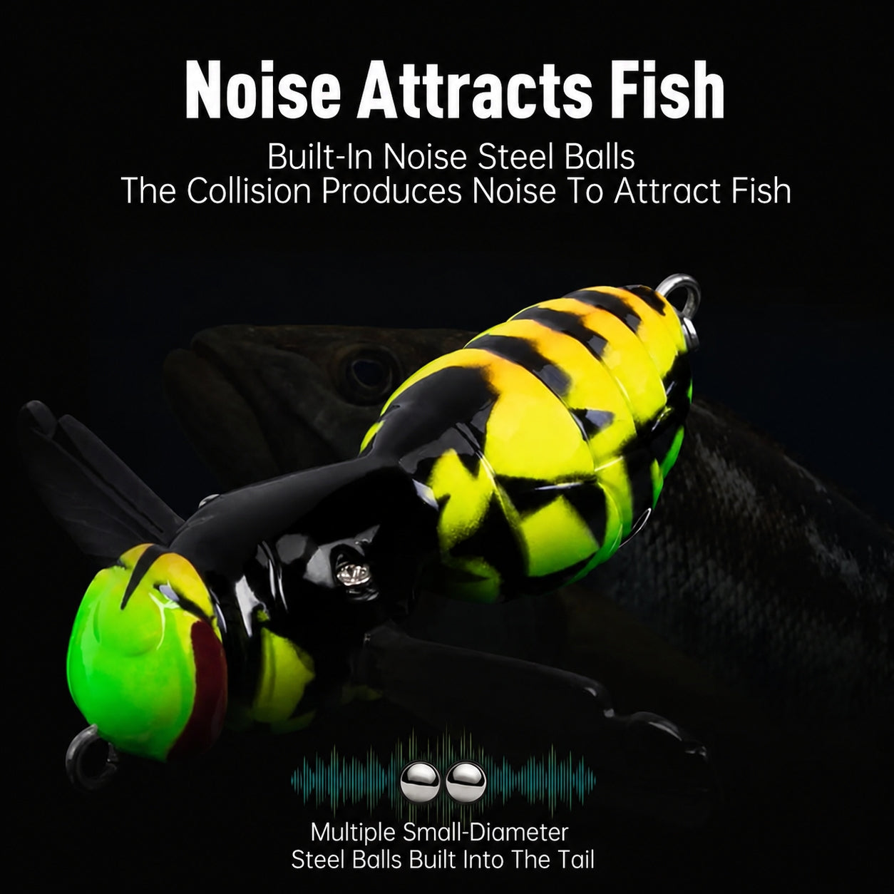🐝 Bionic Wasp Crawl Bait - Topwater Micro Fishing Lure with Acoustic Noise Steel Balls for Bass & Pike Professional Anglers