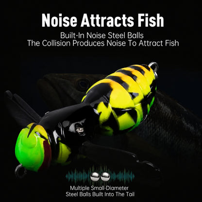 🐝 Bionic Wasp Crawl Bait - Topwater Micro Fishing Lure with Acoustic Noise Steel Balls for Bass & Pike Professional Anglers