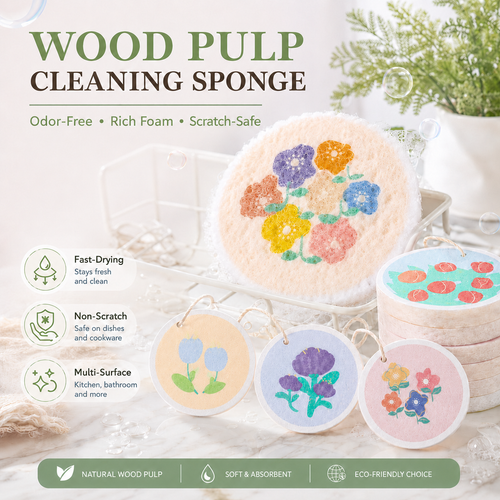 🔥LAST DAY -BUY 4 GET 8 FREE-$2.5 EACH🎁Kitchen cleaning sponge,Wood pulp sponge,Random patterns