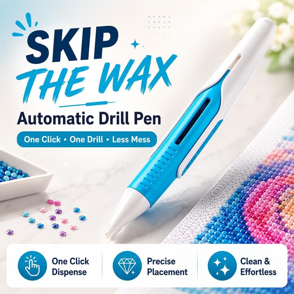 🔥Last Day 50% OFF 💎 Automatic Diamond Painting Bead dispenser | Wax-Free Round Drill Pen for Faster, Easier Crafting ✨