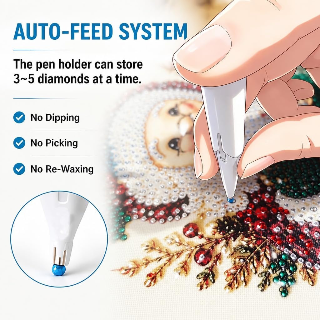 🔥Last Day 50% OFF 💎 Automatic Diamond Painting Bead dispenser | Wax-Free Round Drill Pen for Faster, Easier Crafting ✨