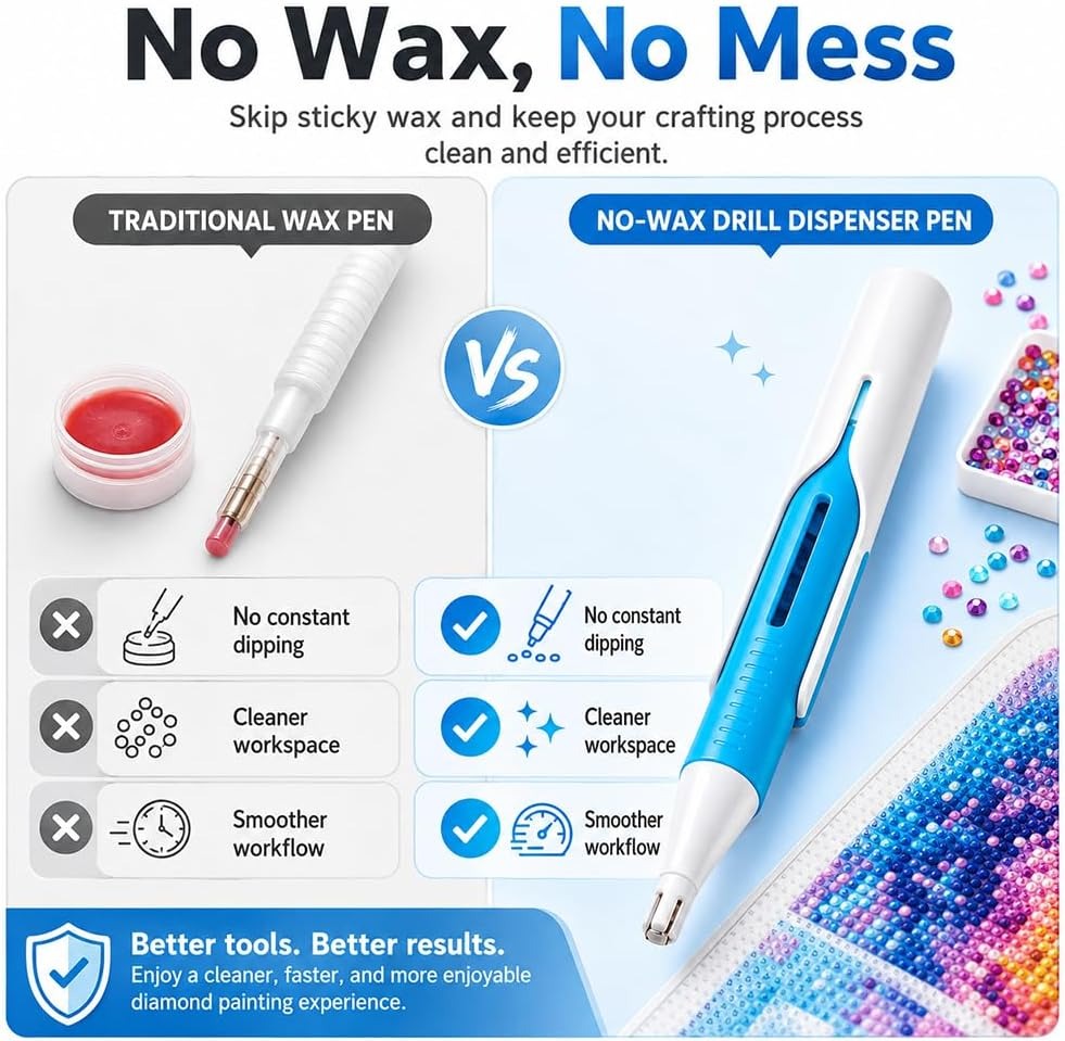 🔥Last Day 50% OFF 💎 Automatic Diamond Painting Bead dispenser | Wax-Free Round Drill Pen for Faster, Easier Crafting ✨