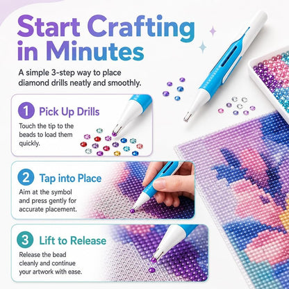 🔥Last Day 50% OFF 💎 Automatic Diamond Painting Bead dispenser | Wax-Free Round Drill Pen for Faster, Easier Crafting ✨