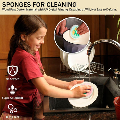 🔥LAST DAY -BUY 4 GET 8 FREE-$2.5 EACH🎁Kitchen cleaning sponge,Wood pulp sponge,Random patterns