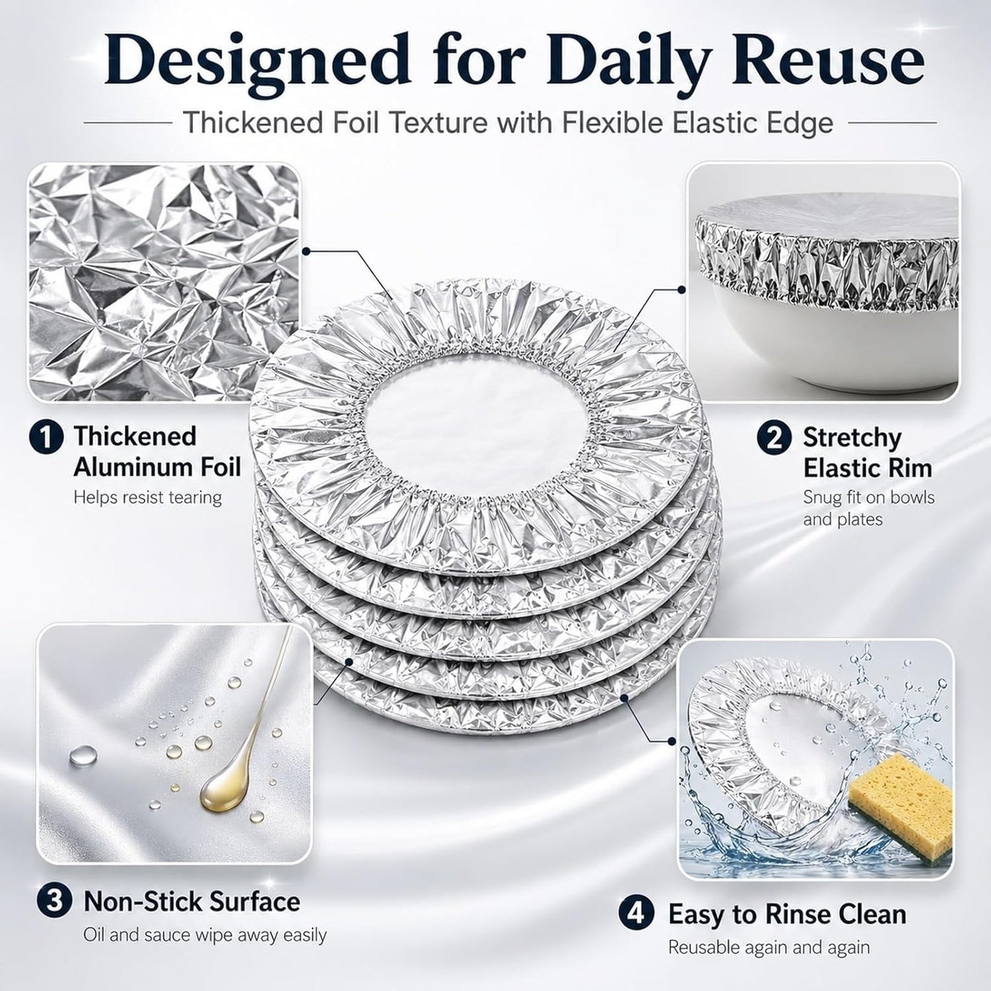 🔥Last Day Buy 1 get 2 free- $11.66 EACH🎁 Reusable Heat-Sealable Aluminum Foil Food Preservation Lids (50 per pack)