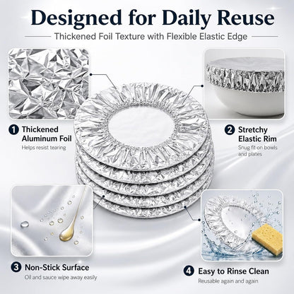🔥Last Day Buy 1 get 2 free- $11.66 EACH🎁 Reusable Heat-Sealable Aluminum Foil Food Preservation Lids (50 per pack)