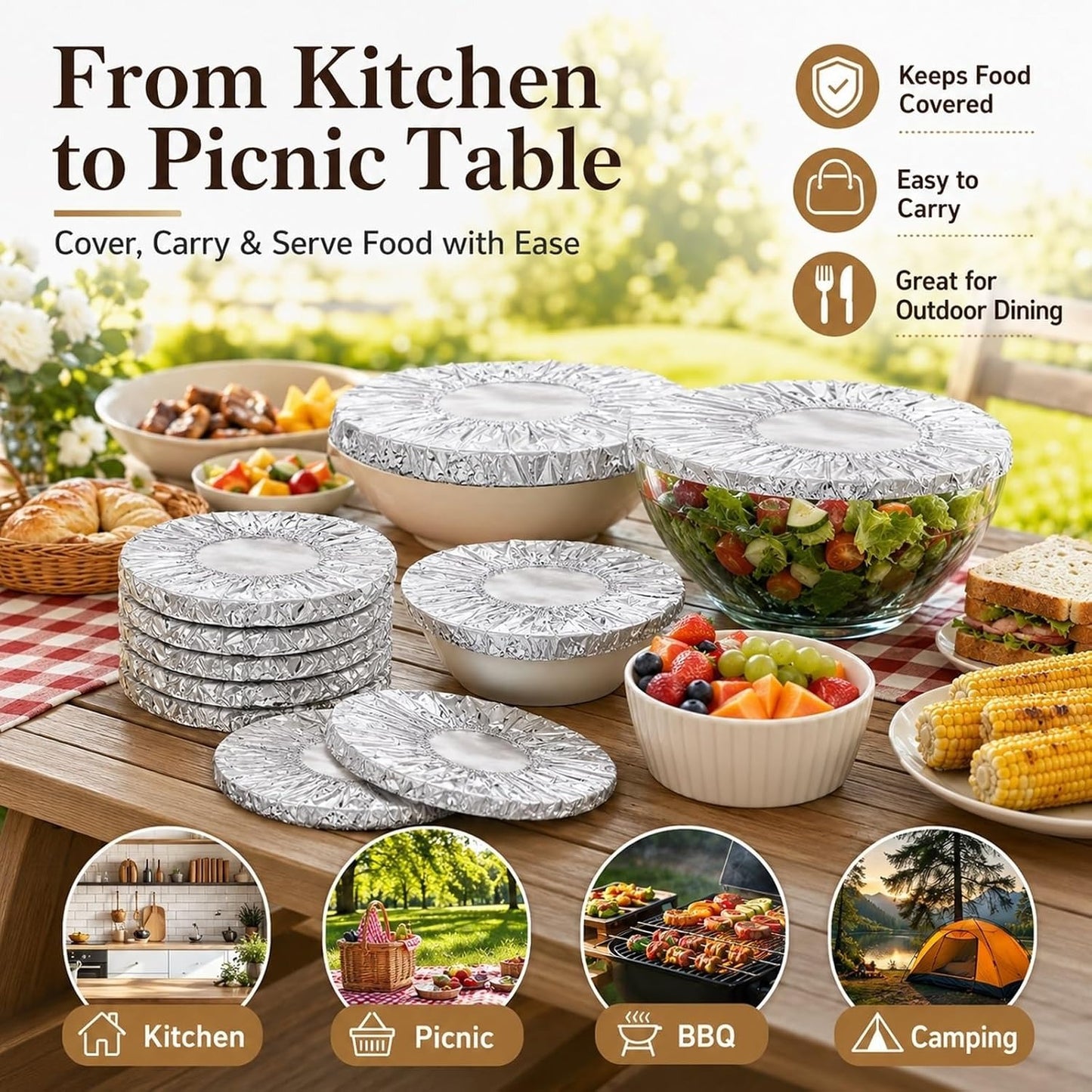 🔥Last Day Buy 1 get 2 free- $11.66 EACH🎁 Reusable Heat-Sealable Aluminum Foil Food Preservation Lids (50 per pack)