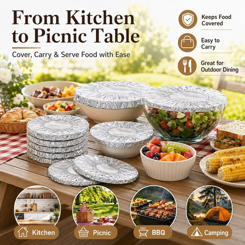 🔥Last Day Buy 1 get 2 free- $11.66 EACH🎁 Reusable Heat-Sealable Aluminum Foil Food Preservation Lids (50 per pack)