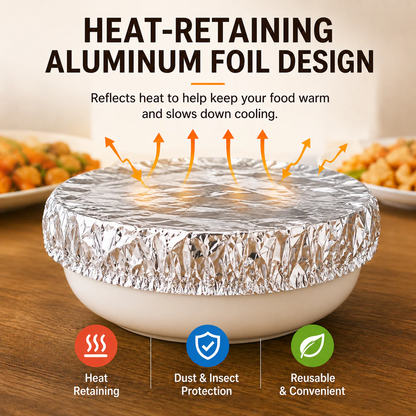🔥Last Day Buy 1 get 2 free- $11.66 EACH🎁 Reusable Heat-Sealable Aluminum Foil Food Preservation Lids (50 per pack)