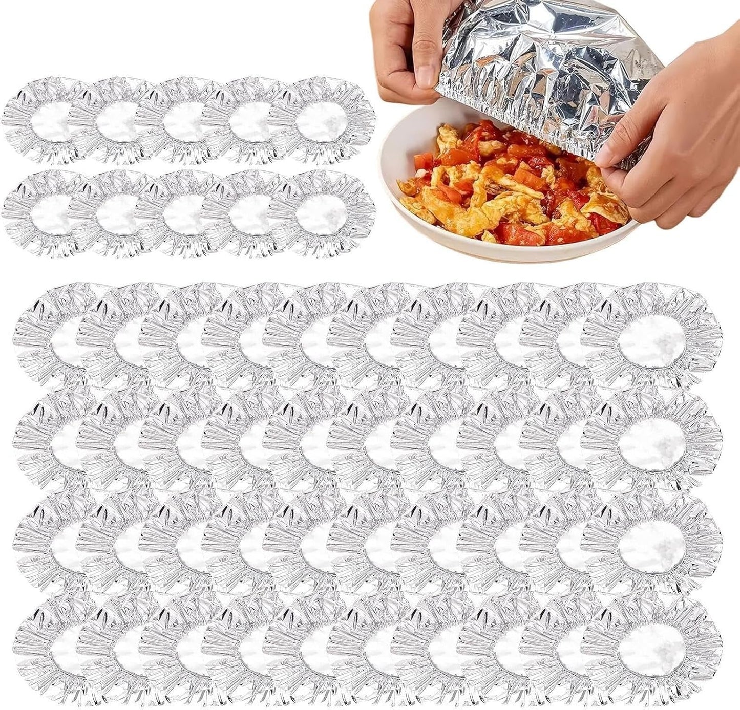 🔥Last Day Buy 1 get 2 free- $11.66 EACH🎁 Reusable Heat-Sealable Aluminum Foil Food Preservation Lids (50 per pack)