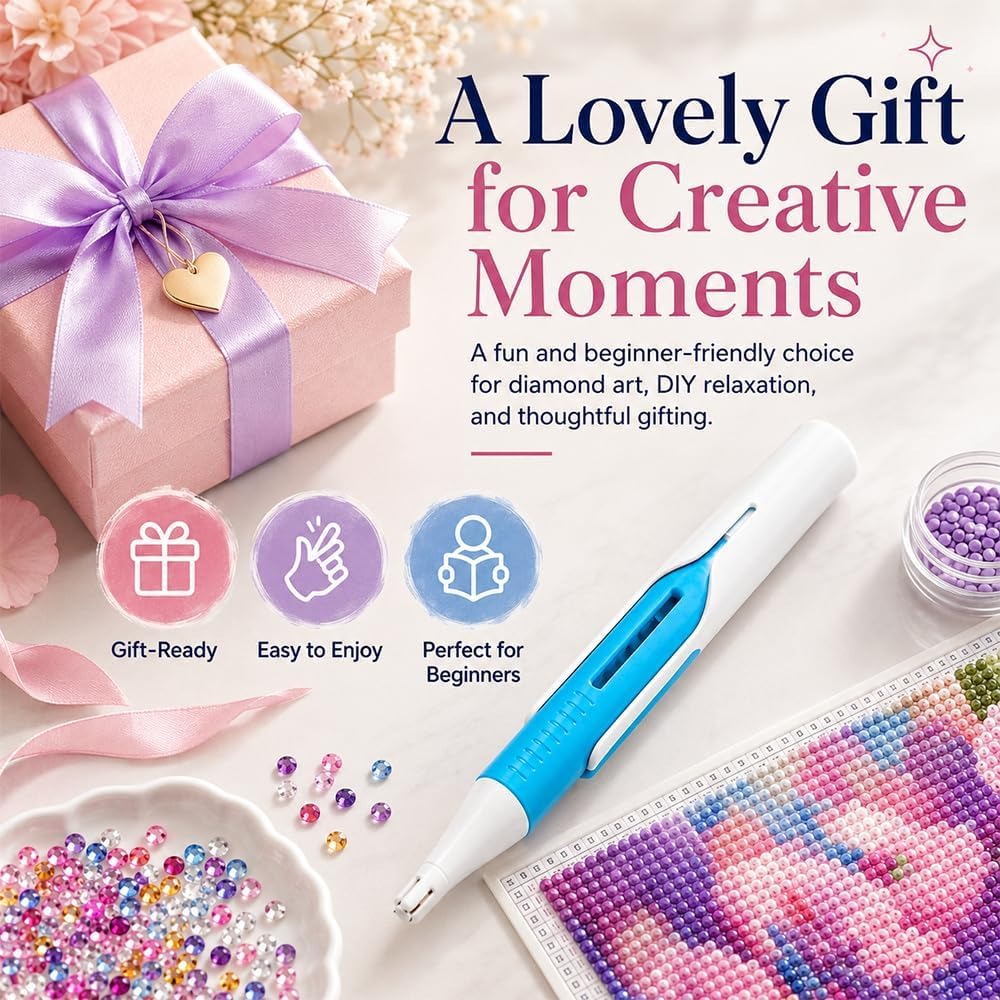 🔥Last Day 50% OFF 💎 Automatic Diamond Painting Bead dispenser | Wax-Free Round Drill Pen for Faster, Easier Crafting ✨