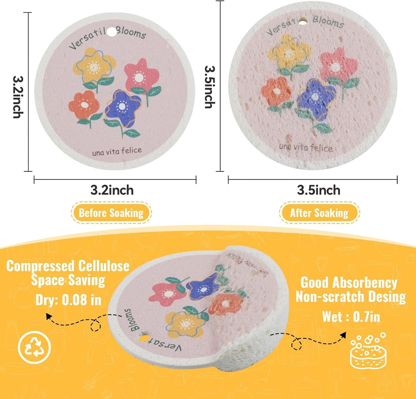 🔥LAST DAY -BUY 4 GET 8 FREE-$2.5 EACH🎁Kitchen cleaning sponge,Wood pulp sponge,Random patterns