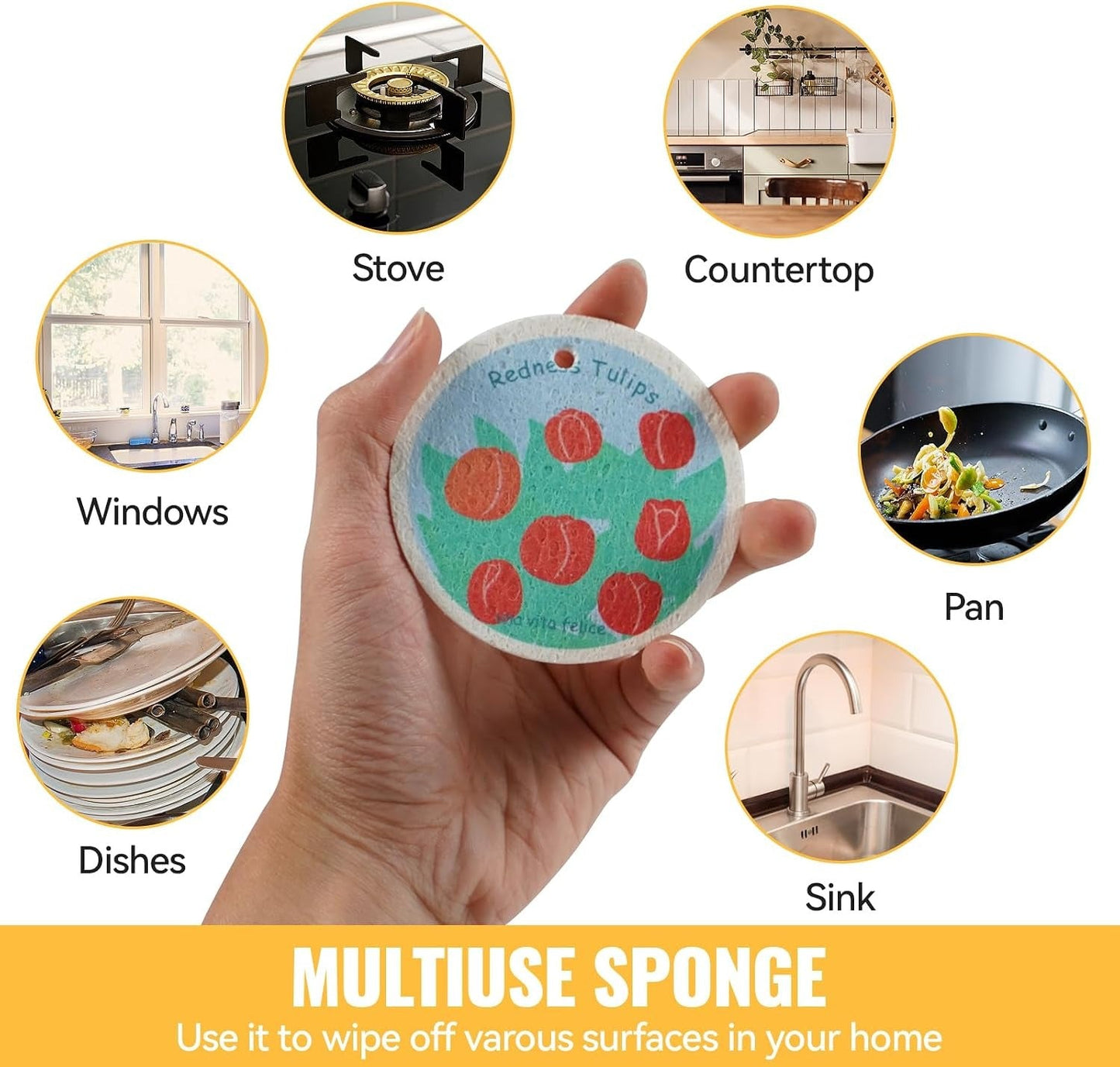 🔥LAST DAY -BUY 4 GET 8 FREE-$2.5 EACH🎁Kitchen cleaning sponge,Wood pulp sponge,Random patterns