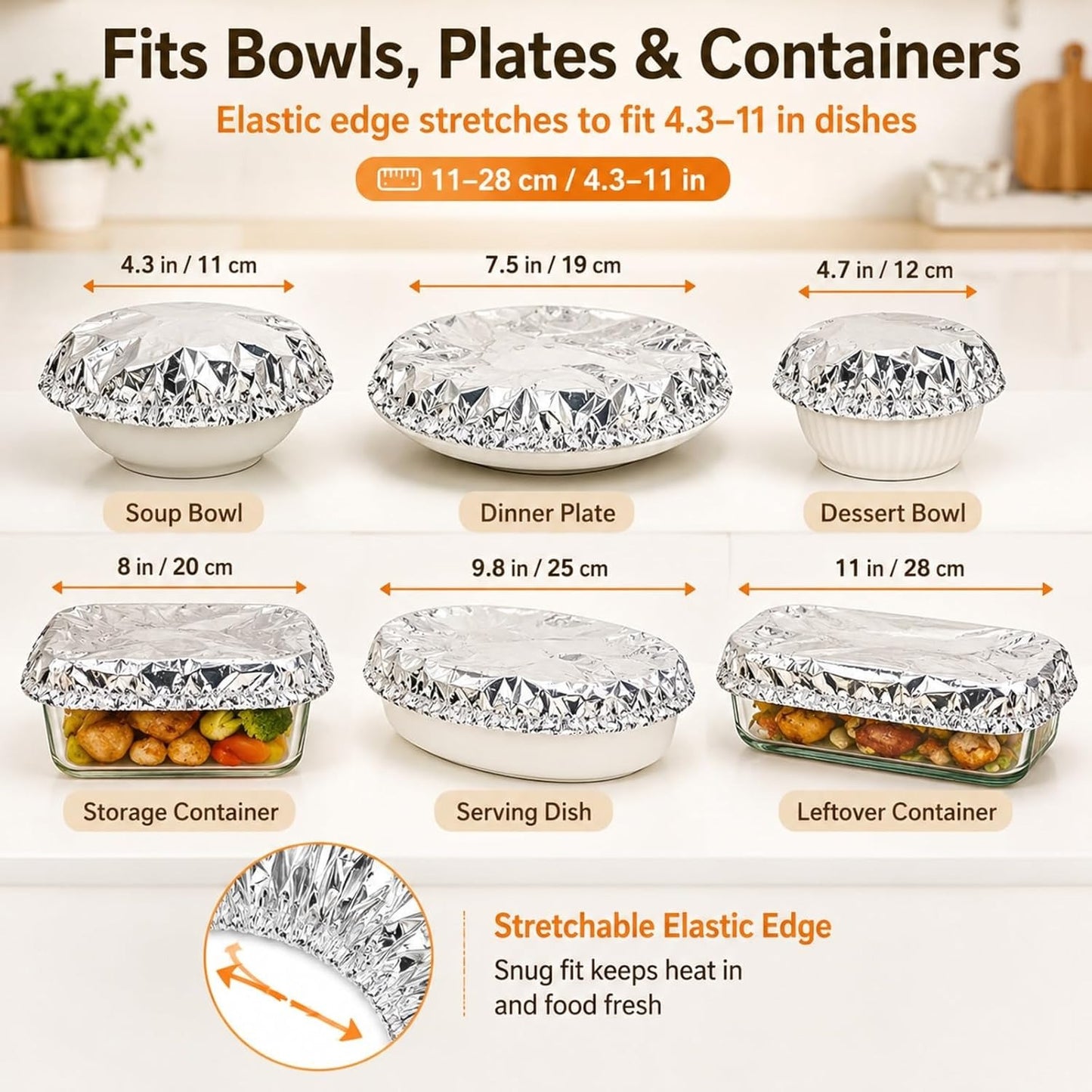 🔥Last Day Buy 1 get 2 free- $11.66 EACH🎁 Reusable Heat-Sealable Aluminum Foil Food Preservation Lids (50 per pack)