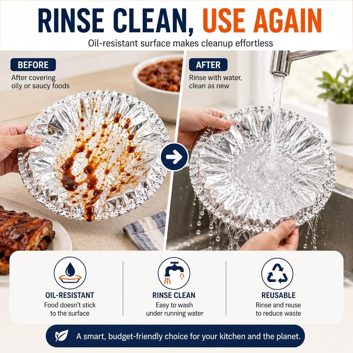 🔥Last Day Buy 1 get 2 free- $11.66 EACH🎁 Reusable Heat-Sealable Aluminum Foil Food Preservation Lids (50 per pack)