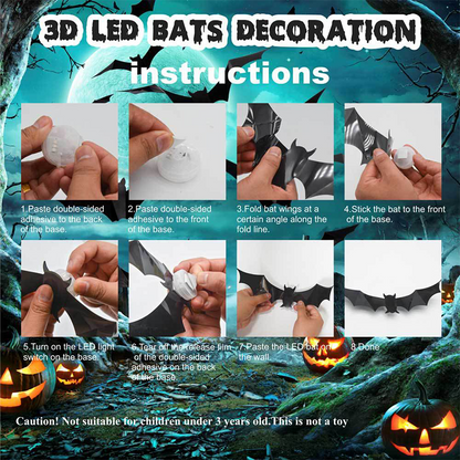 🔥 Last Day 50% OFF 🔥🦇Spooky 3D Bat LED Wall Light, Halloween Decor for Indoors and Outdoors👻